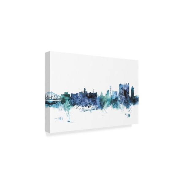 Michael Tompsett 'Calcutta India Blue Teal Skyline' Canvas Art,16x24